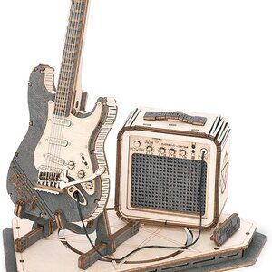 ROBOTIME 3D Puzzle for Kids Wooden Craft Kits DIY Model Guitar Kit TG605K